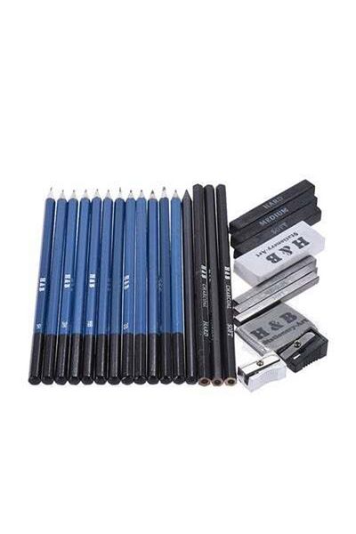 HALAMODO 26-Piece Professional Drawing Sketch Pencil Kit Blue/Black