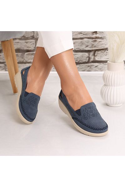 MODA STİL Women's casual shoes Navy Blue made of Lasina Eco-leather, 36