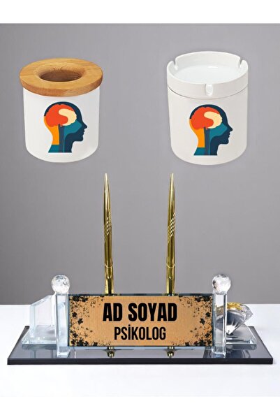 lili hediyelik Psikolog İsme Özel Masaüstü İsimlik Masa İsimliği Kalemlik Kül...