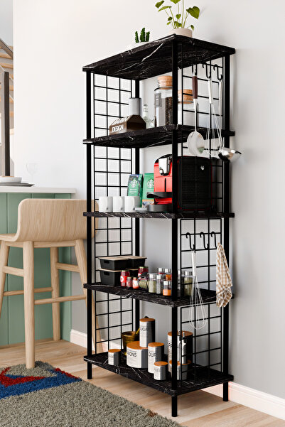 BARIN DESIGN 5 Raflı Çevir Kur Çok Amaçlı Raf – Tel Yan Panel, Açık Raf Siste...