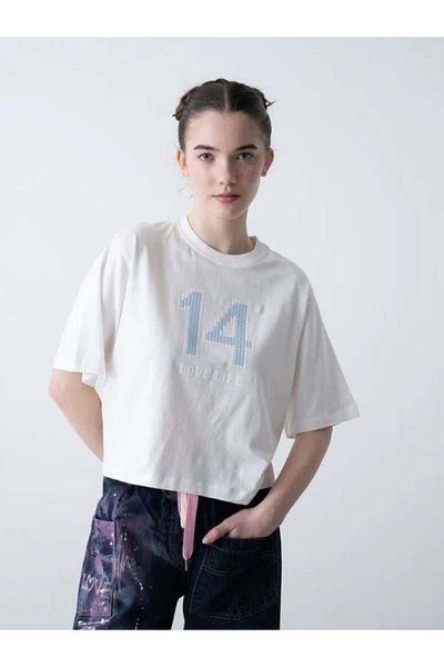 Zekids Girl's 14 Life Written Cotton Tshirt