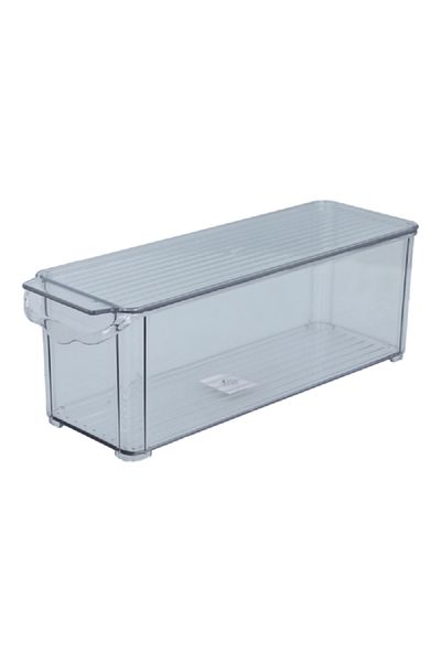 Felli Stackable Easy to Clean High Quality Plastic Refrigerator Organizer with Cover Clear