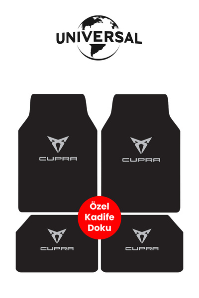 Universal Yıkanabilir Kumaş ve Taban Kalın Pvc Cupra uyumlu Oto Paspas Seti 3,4kg Kalınlık 0,5cm