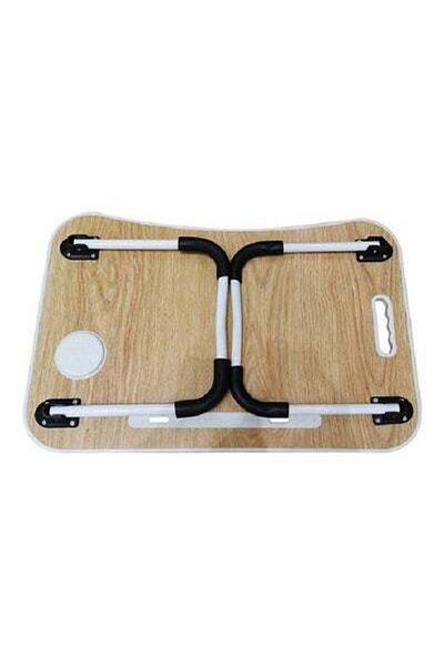 HALAMODO Foldable Laptop Table With Cup Holder Beige Beige 60 x 40cm