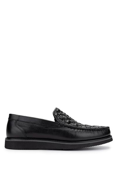 Tamer Tanca Men's Genuine Leather Black Loafer Shoes