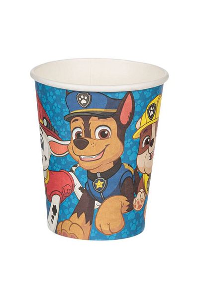 Jumbo Set of 6 paper cups for Paw Patrol parties 270 ml
