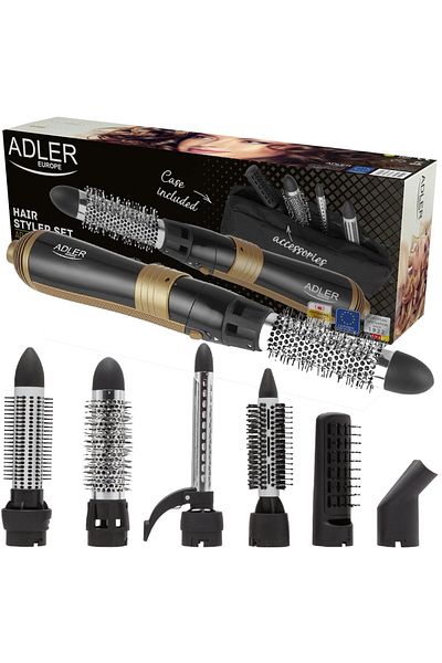 adler Electric Hair Brush, Adler, AD2022, 6 In 1, 1200W, 3 Temperature Settings, Comfortable, Black/Pink