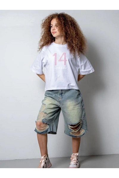 Zekids Tricou din bumbac scris pentru fete 14 LIFE