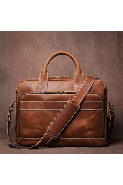 delis Ανδρική τσάντα χαρτοφύλακα, Sacha GT3300, γνήσιο δέρμα, Cognac