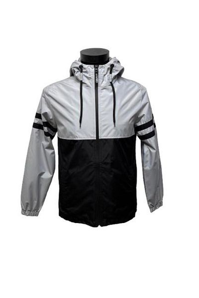 OEM Jachetă slim bărbătească, croială slim, negru/gri deschis, mărimea S