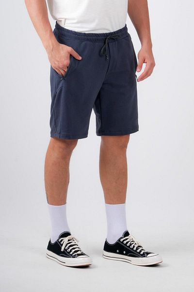 Behind Look Lace-Up Split Zipper Shorts Navy Blue