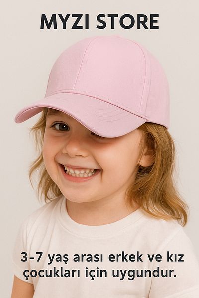 MYZİ STORE 4‑7 Years Unisex Cap Hat – Adjustable Sunscreen - Pastel Color