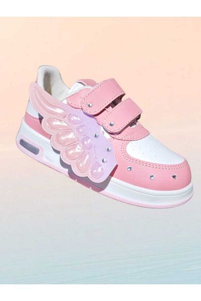 LİASSHOES Luminous Children's Sports Shoes Sneaker with Shiny Stones and Wing Details