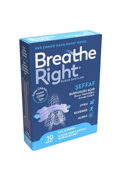 Breathe Right شرائط أنفية شفافة بمقاس عادي من Breathe Right (عبوة من 10 قطع)