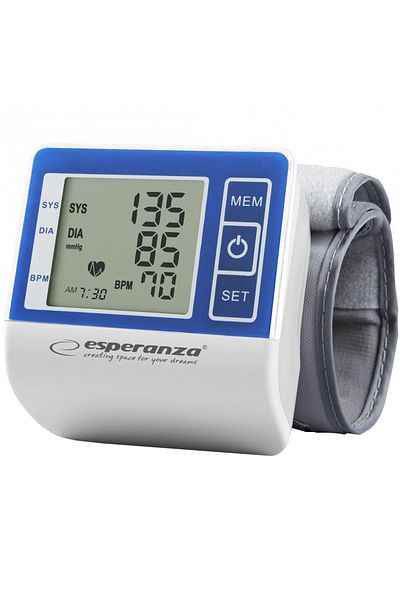 ESPERANZA Vigor Esperanza wrist blood pressure monitor, 90 memories, oscillometric method, White/Blue