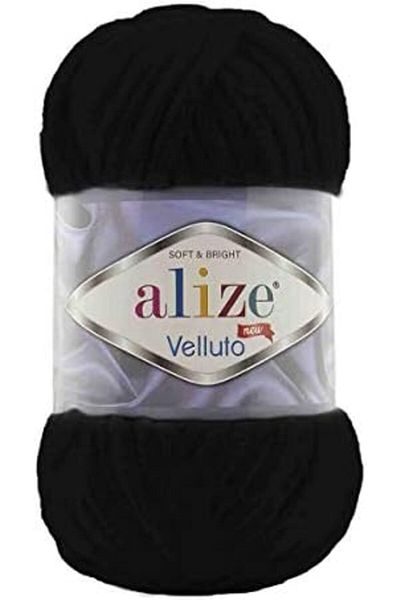 Alize Velluto Hand Knitting Yarn 1PC (Black No. 60)