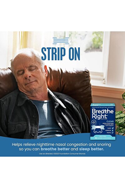 Breathe Right Original Nasal Strips Clear Sm/Med for Sensitive Skin