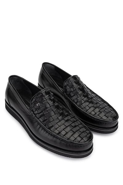 Tamer Tanca Men's Genuine Leather Black Loafer Shoes