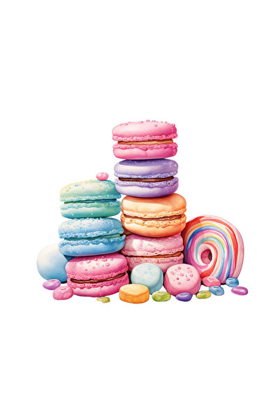 INOVATIX Set de 8 autocolante asortate cu macarons, INOVATIX®. 6 cm