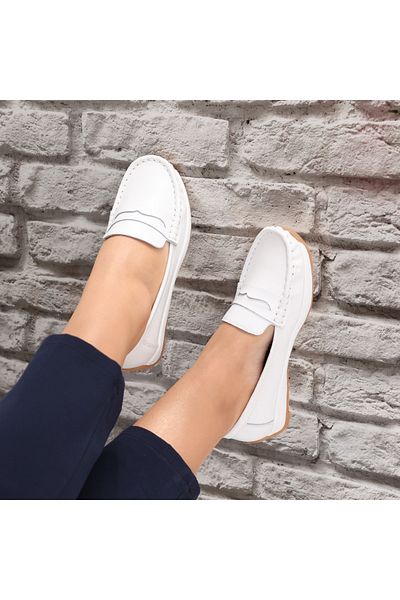 MODA STİL Women's casual shoes White Natural Leather Nada, 36
