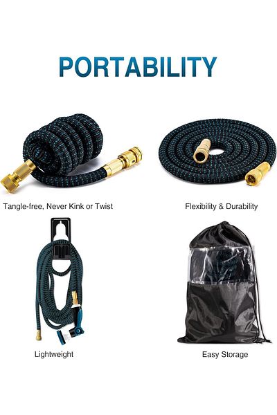 Manolex 15m extendable hose, 10 functions, anti-strangle, blue