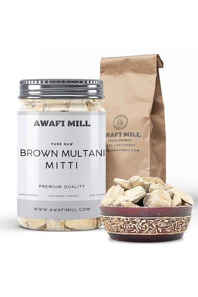 AWAFI MILL Brown Multani Mitti | Natural Indian Fuller’s Earth Clay Stones - (Bottle of 100 gram / 3.5 Oz)