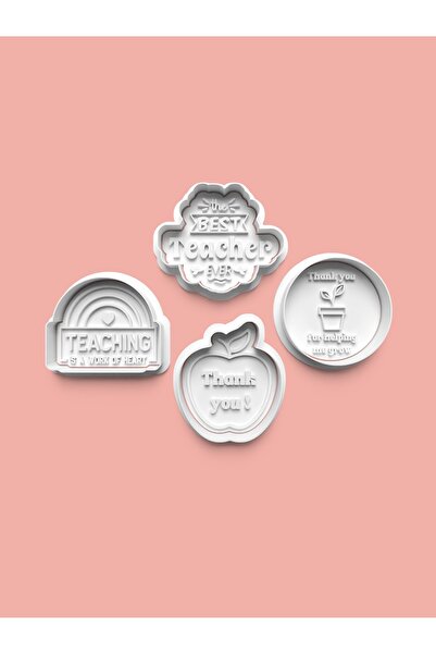 AKTASTORE مجموعة قوالب البسكويت والمكعبيات للسكر للمعلمين مكونة من 4 قطع