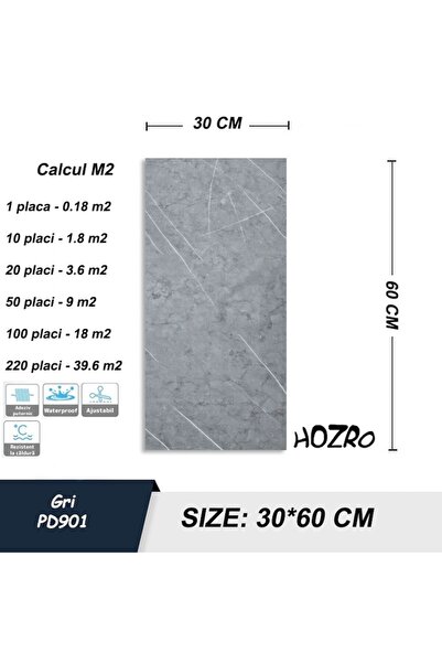 HOZRO Set of 100 x HOZRO self-adhesive marble imitation tiles, abstract pattern, for walls