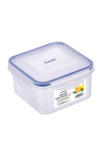 Parfait Square Airtight Leak-Proof Food Container Clear and Blue 0.7 Liter
