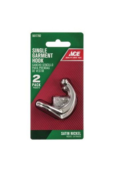 ACE Satin Nickel Silver Metal Garment Hooks (0.635 cm, 2 Pc., Small)