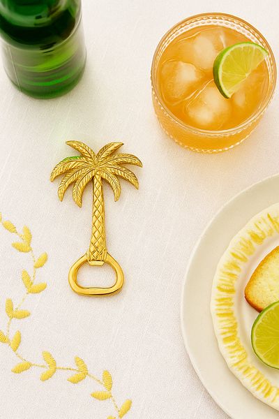 Arma House Palm Metal Bottle Opener – Retro Tropical Design |   Gold Colored Decorative Opener