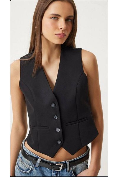 Ecenin Favorileri Lined V-Neck Women's Vest