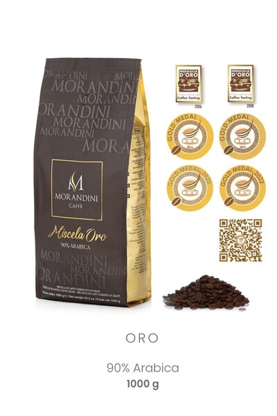 Morandini Caffe Cafea boabe premiata Morandini Caffe Miscela Oro,1 kg,90% Ara...