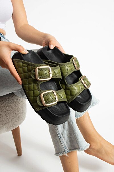 Sivarro Дамски пантофи с капси от хаки – ортопедични, стилни, с неплъзгаща се подметка