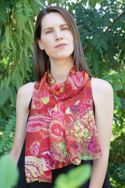 Defne&Apollon İpekçilik 100% Silk Print Scarf - Passionate Pattern