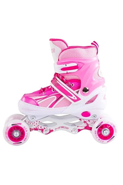 kutuTR Adjustable 2+2 Lighted Metal Practice Skates with Bag Brake Skates