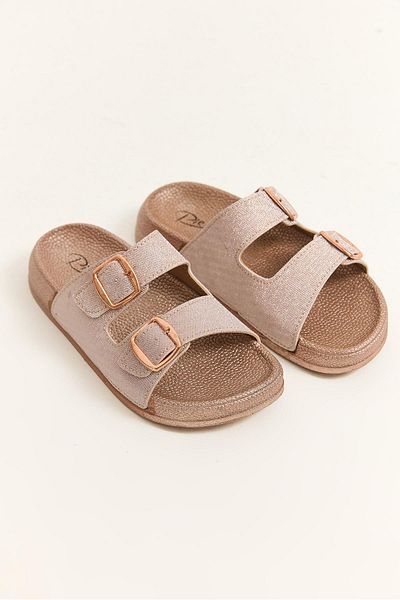Raneel Kazançlı Alışveriş Double Tape Buckle Comfortable Sole Slippers Powder