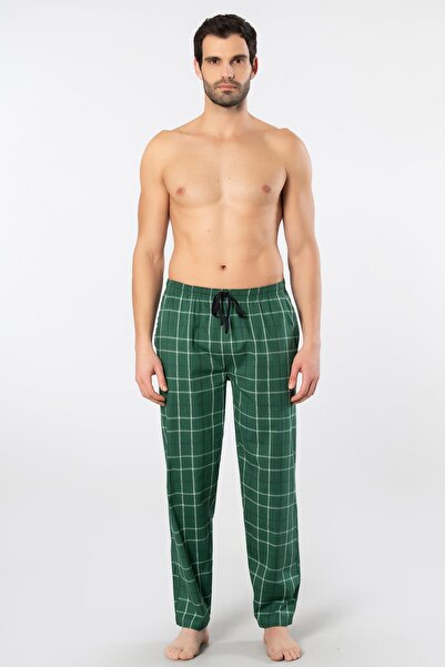 Cacharel Ekoseli Cepli Alt Pijama, %95 pamuk %5 likralı