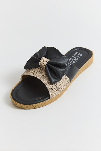 Raneel Kazançlı Alışveriş Comfortable Sole Women's Slippers with Ribbon Detail Black
