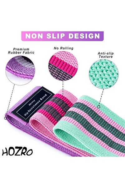 HOZRO Set 3 benzi elastice de fitness HOZRO cu 3 niveluri de rezistență