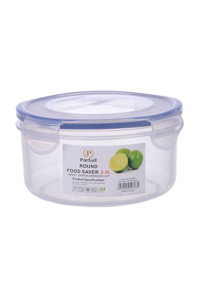 Parfait Round Airtight Leak-Proof Food Container Clear and Blue 0.8 Liter