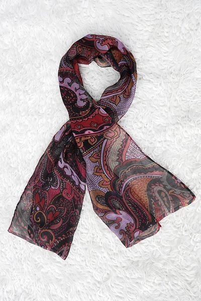 Defne&Apollon İpekçilik 100% Silk Print Scarf - Pink-Black