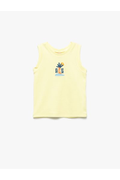 Koton Cotton Crew Neck Embroidered Sleeveless Undershirt
