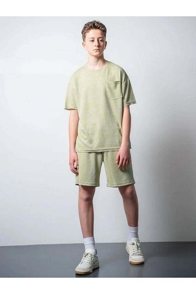 Zekids Boy's Palm Patterned T-Shirt Shorts Set