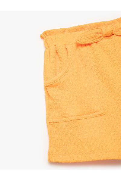 Koton Bürümcük Cep Detaylı Beli Lastikli Fiyonklu Şort