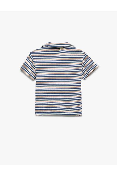 Koton Striped Short Sleeve Cotton Polo Neck T-Shirt