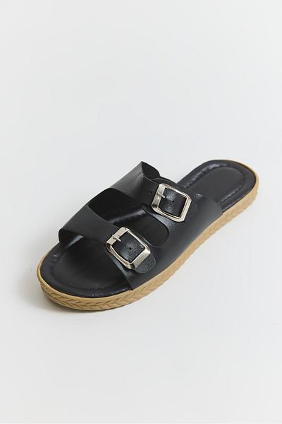Raneel Kazançlı Alışveriş Double Buckle Soft Sole Women's Slippers Black