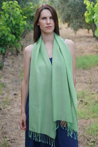 Defne&Apollon İpekçilik 100% Peace Silk Hand Woven Scarf 45 X 200 cm - Green