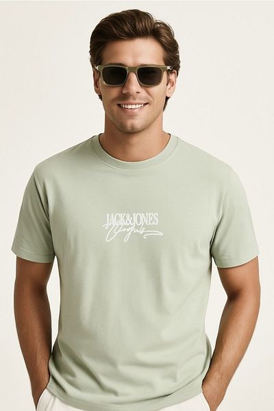 Jack & Jones Λογότυπο Crew Neck Τυπωμένο T-Shirt Πράσινο Πράσινο