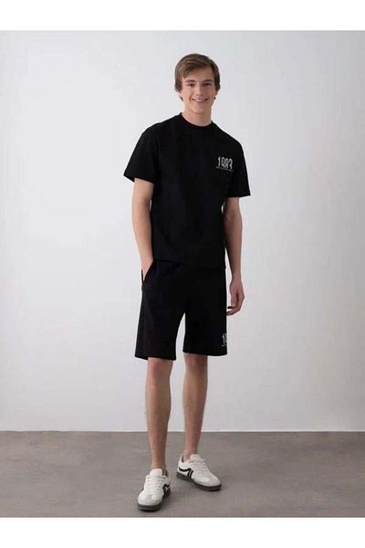 Zekids Set de tricou supradimensionat din bumbac scris pentru băiat 1983 cu pantaloni scurți